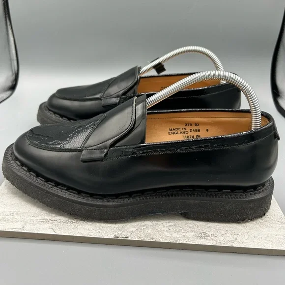 Women’s Black Leather Loafers, Size 8, Purified Brand, Eco Friendly From England - Picture 2 of 10